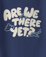 Baby Boy 'Are We There Yet?' Long-Sleeve Graphic Bodysuit - Navy Blue