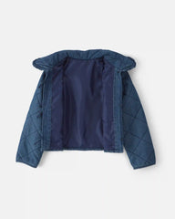 Girls Quilted Denim Jacket - Medium Wash