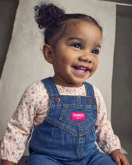 Baby Girl Denim Overalls - Medium Wash