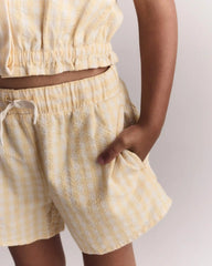 Toddler Girl Gingham Peplum Shorts - Yellow