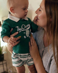 Baby Boy 3-Piece Pickleball Sweatshirt, Bodysuit & Short Set - Green