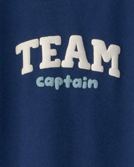 Baby Team Captain' French Terry Jumpsuit - Navy Blue