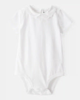 Baby Scalloped Collar Short-Sleeve Bodysuit - White