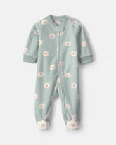 Baby Girl Bear Fleece 2-Way Zip Sleep & Play Pajamas - Green