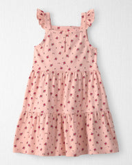 Toddler Girl Organic Cotton Tiered Dress in Blush Floral Print