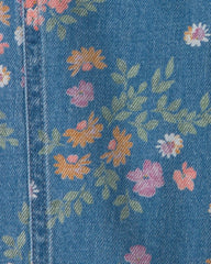 Toddler Girl Floral Denim Wide-Leg Jeans - Dark Wash