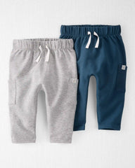 Baby 2-Pack Organic Cotton Pants in Heather Grey & Deep Teal