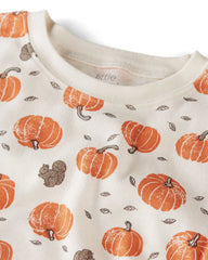 Kids 2-Piece Organic Cotton Pajamas in Harvest Pumpkins