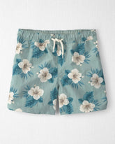 Boys Recycled Swim Trunks in Blue Hibiscus
