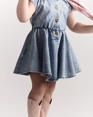 Toddler Avenue Twirl™ Denim Dress in Avenue Wash - Blue