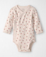 Baby Girl Organic Cotton Wrap Bodysuit in Strawberry Print