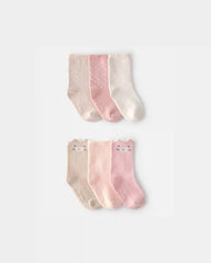 Toddler Girl 6-Pack Cat Polka Dots Crew Socks
