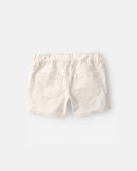 Toddler Girl Eyelet Trim Twill Shorts - Cream
