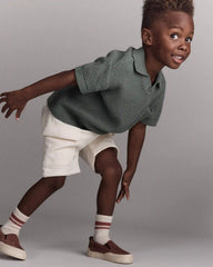 Toddler Boy French Terry Cargo Short with Pockets - Cream
