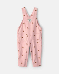 Baby Girl Bear Corduroy Overalls - Pink