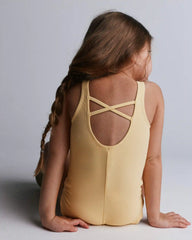 Toddler Girl Scalloped One-Piece Swimsuit in Sun Print - Yellow