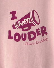 Baby Girl 'I Cheer Louder' Long-Sleeve Graphic Bodysuit - Pink