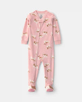 Toddler Girl 1-Piece Cow DreamPlush Snug Fit Footed Pajama - Pink