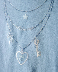 Girls Charm Necklace Short-Sleeve Graphic Tee - Blue