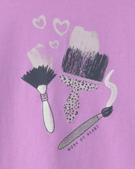 Girls 'Work of Heart' Paintbrush Long-Sleeve Graphic Tee - Purple