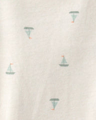 Baby 2-Piece Sailboat Overall Set - Green/Ivory