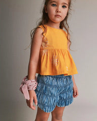 Toddler Girl Ruched Shorts in Chambray