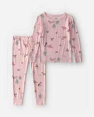 Toddler Girl 2-Piece Woodland PurelySoft™ Snug Fit Pajama Set - Pink