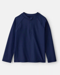 Boys 2-Piece Rashguard & Swim Trunk Set - Navy/Coral