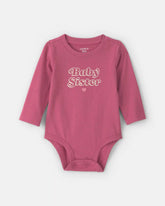 Baby Girl 'Baby Sister' Long-Sleeve Graphic Bodysuit - Pink