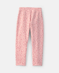 Girls Leopard Fleece Barrel Pants - Pink
