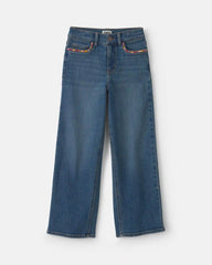 Girls Denim Wide-Leg Jeans - Medium Wash