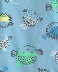 Baby Boy Pufferfish 100% Cotton 4-Piece Pajama Set - Blue/Green