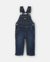Baby Elastic Strap Denim Overalls - Dark Wash