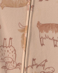 Toddler Boy 1-Piece Cow DreamPlush Snug Fit Footed Pajama - Beige