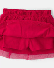 Baby Girl Tulle Bow Fleece Long-Sleeve Top & Skort Set - Cream/Red