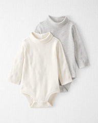 Baby 2-Pack Organic Cotton Rib Mock Neck Bodysuits