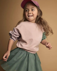 Toddler Girl Colorblock Pullover Sweatshirt - Light Pink/Mauve/Olive