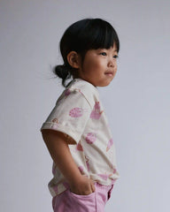 Toddler Girl Rolled Cuff Tee in Ice Cream Print - Cream