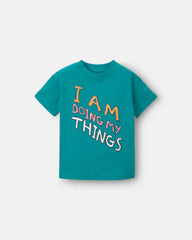 Toddler 'I Am Doing My Things' Relaxed Graphic Tee - Teal