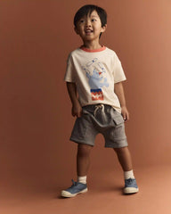 Toddler Boy French Terry Cargo Shorts with Pockets - Grey