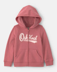 Toddler Girl OshKosh Logo Fleece Zip-Up Hoodie - Pink