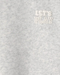 Toddler Girl 'Let's Play' Fleece Pullover Sweatshirt - Grey