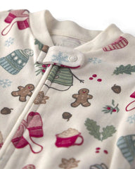 Baby Girl Organic Cotton Sleep & Play Pajamas in Winter Wonderland
