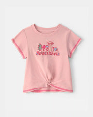 Baby Girl 'Nature Lover' Short-Sleeve Tie Top - Pink