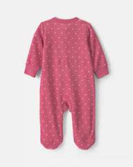 Baby Girl Heart Fleece 2-Way Zip Sleep & Play Pajamas - Pink