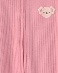 Baby Girl Koala Cotton 2-Way Zip Sleep & Play Pajamas - Pink