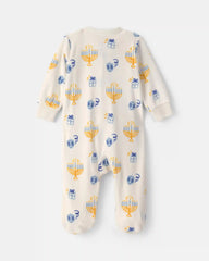 Baby Hanukkah 2-Way Zip DreamPlush Sleep & Play Pajamas - Cream