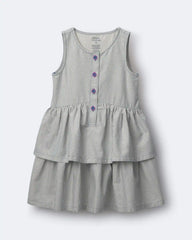 Toddler Girl Tiered Drop-Waist Dress in Stripes - Cream/Light Blue