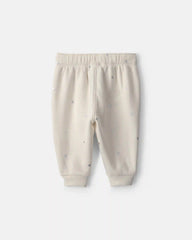 Baby Girl Metallic Heart Fleece Pants - Cream