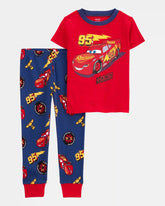 Toddler Boy Cars Snug Fit Cotton 2-Piece Pajamas - Red